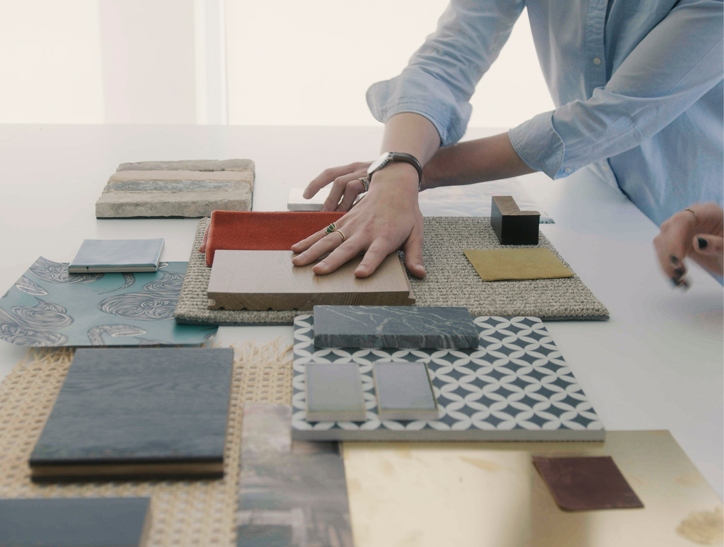 interior designer selecting materials