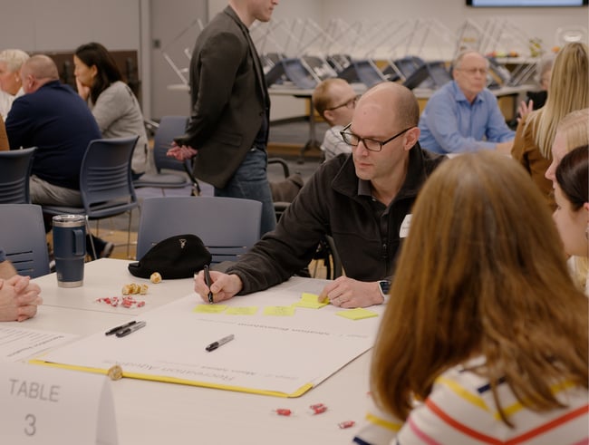 a group of project stakeholders in a visioning workshop