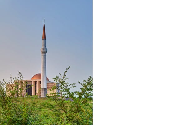 Minaret at mosque designed by Neumann Monson Architects