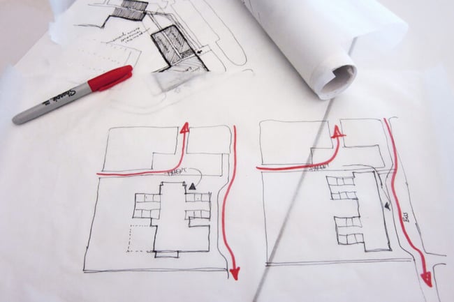 rough architectural sketches in schematic design