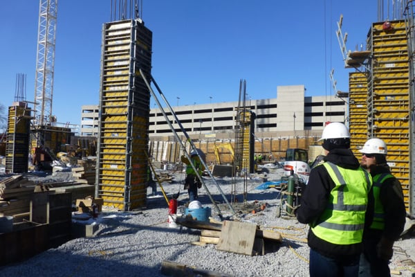 architects visiting a construction site in Iowa City