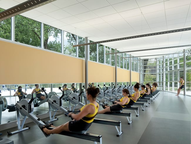 University of Iowa rowing team in a LEED certified building