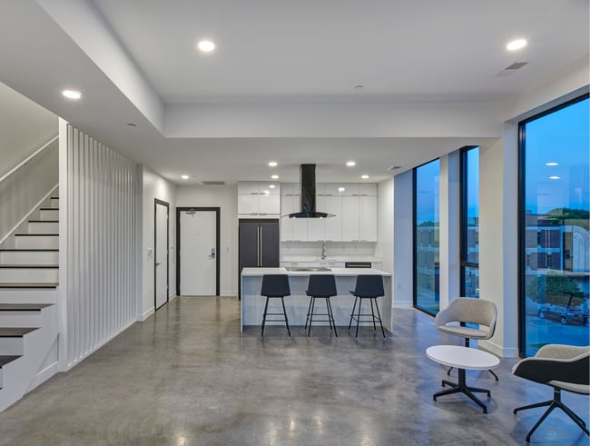 kitchen island at a housing development