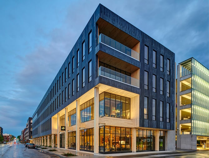 111 East Grand, a mass timber building in Des Moines