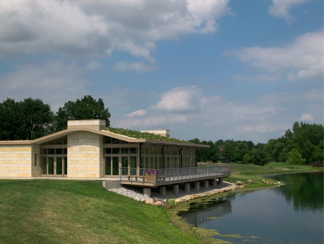 green roof at North Ridge Pavilion in Coralville, Iowa