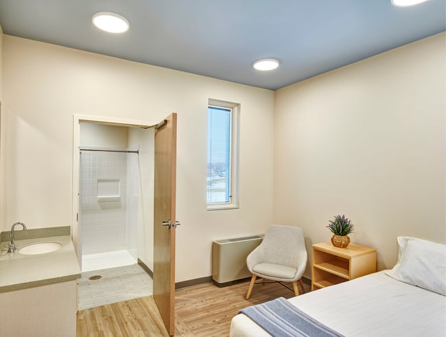 a patient room at the GuideLink Center 