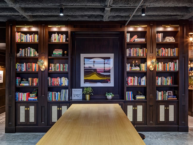 veneer bookshelves in an office setting