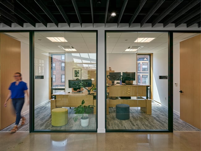 private offices at the Stanley Center with sit-to-stand desks