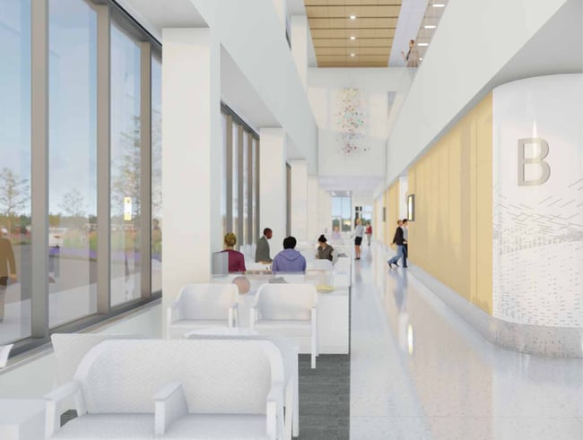 rendering of the waiting area at UIHC at Forevergreen Road