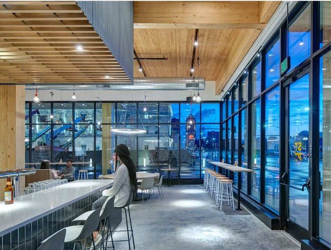 restaurant space in a mass timber building