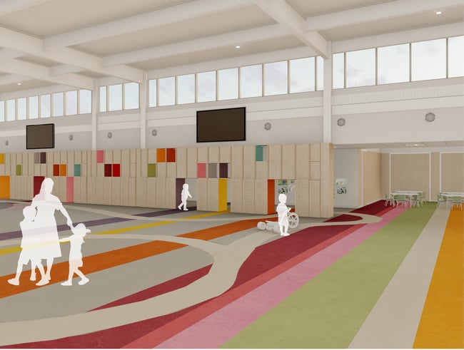 Rendering of the the multipurpose room in the Pella Early Learning Center