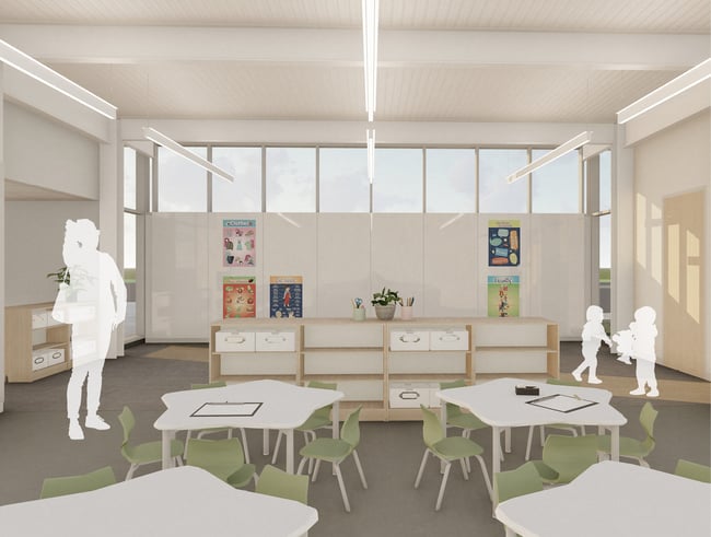 a rendering of a classroom at the Pella Early Learning Center