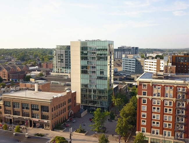 Overview of the Pedestrian mall in Iowa City