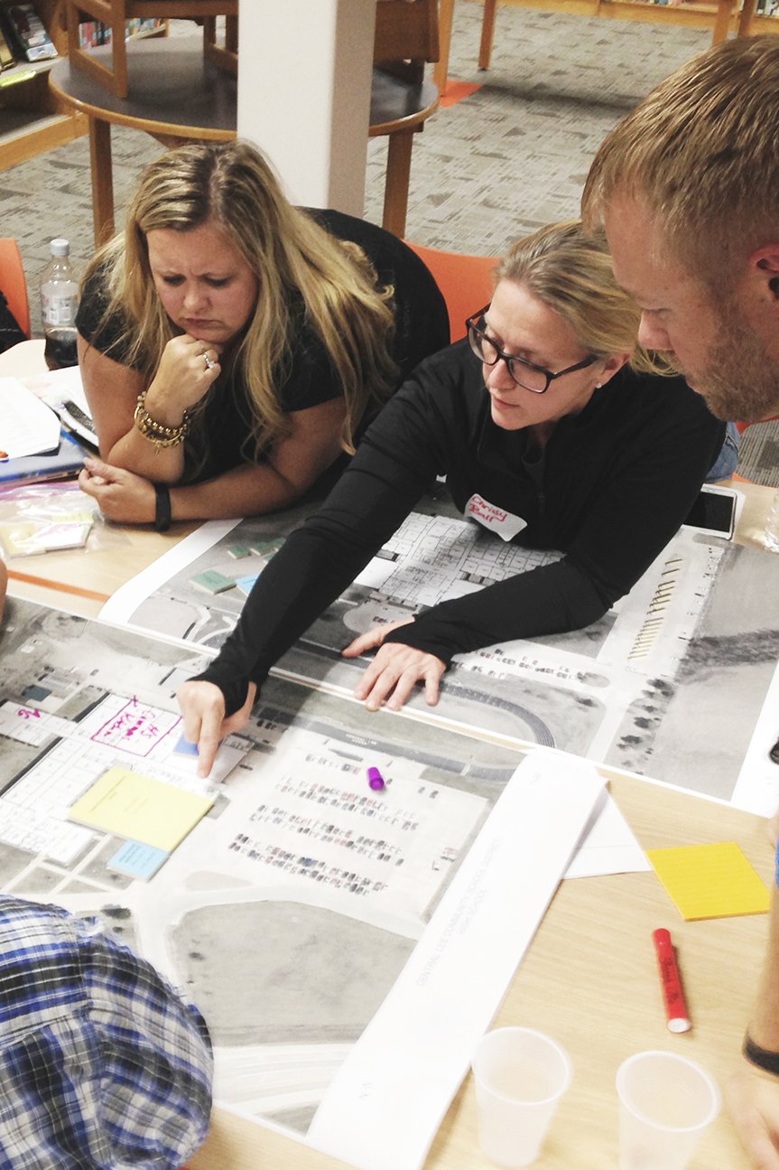 Architectural clients in a site planning workshop 