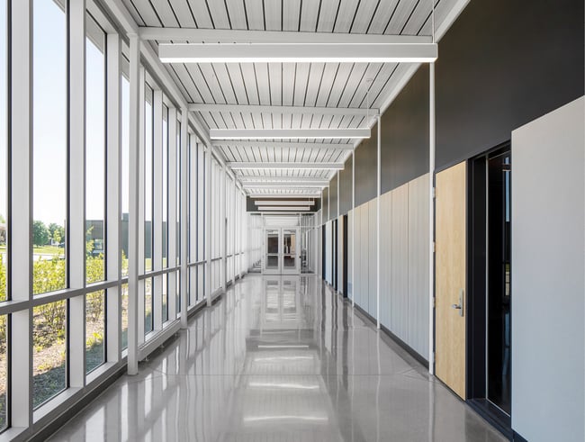 hallway in a school with clear sightlines