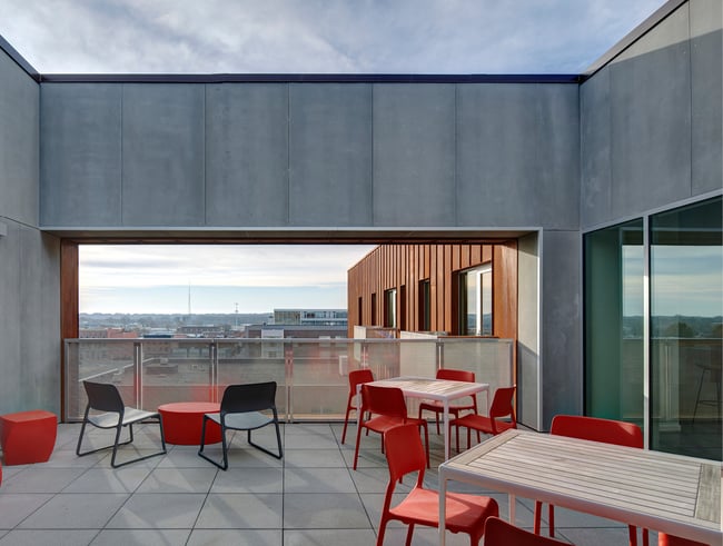 a rooftop common area for a multifamily development