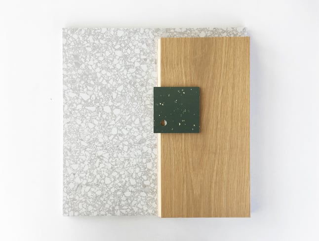 hardwood, tile, and rubber floor samples