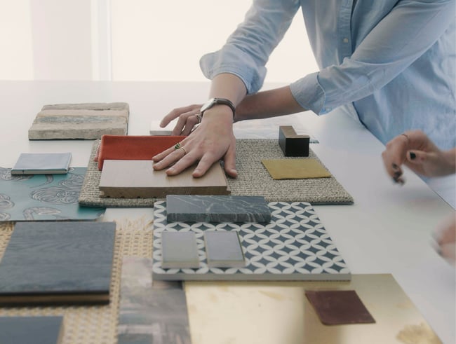 an interior designer selecting materials