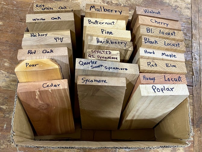 samples of wood from an urban lumber program
