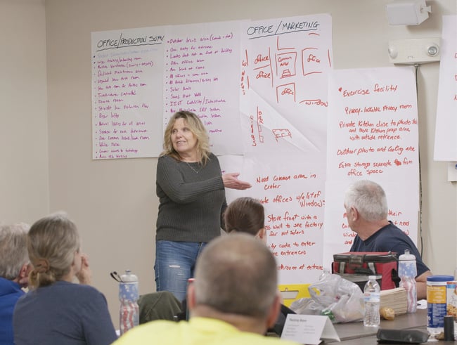 large group discussion in a visioning workshop